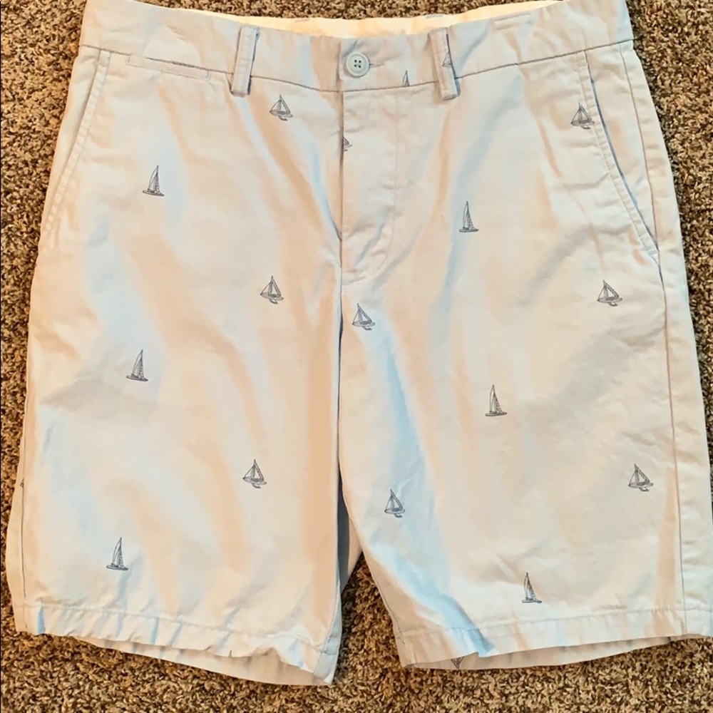Light blue shorts with sail boats
